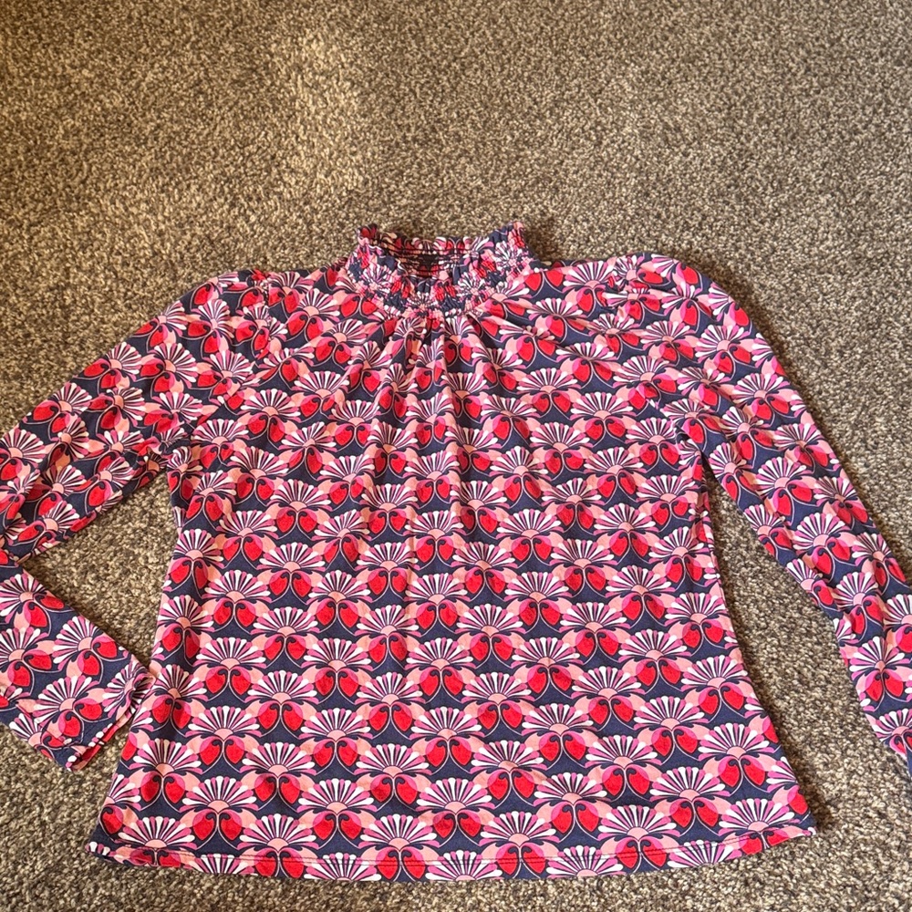 Boden Smocked mock neck top size 10